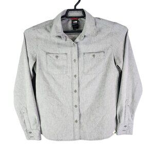 Womens Light Gray The North Face Shirt Button Up Long Sleeve Size M